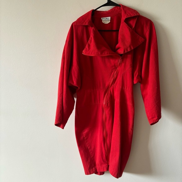 Vintage 80s Joni Blair of California Blazer Zip Front Mini Dress in Scarlet Red - Picture 13 of 13
